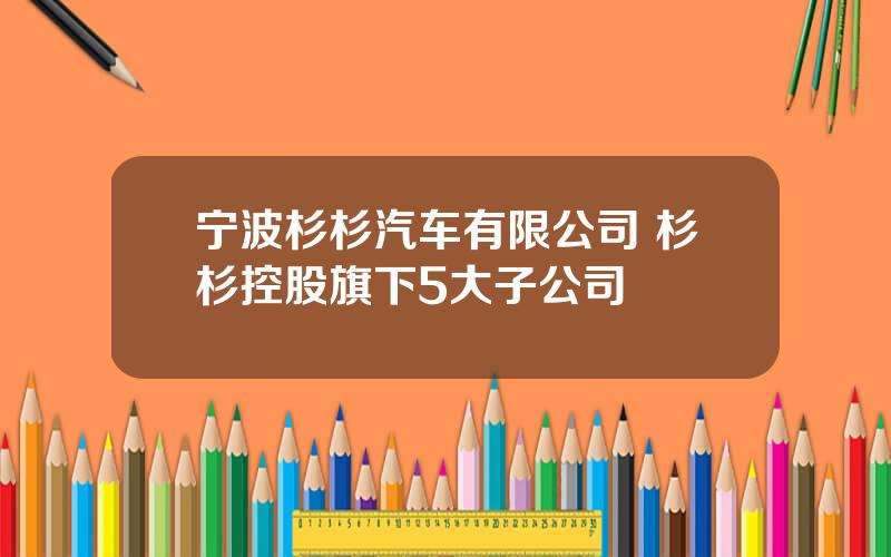 宁波杉杉汽车有限公司 杉杉控股旗下5大子公司